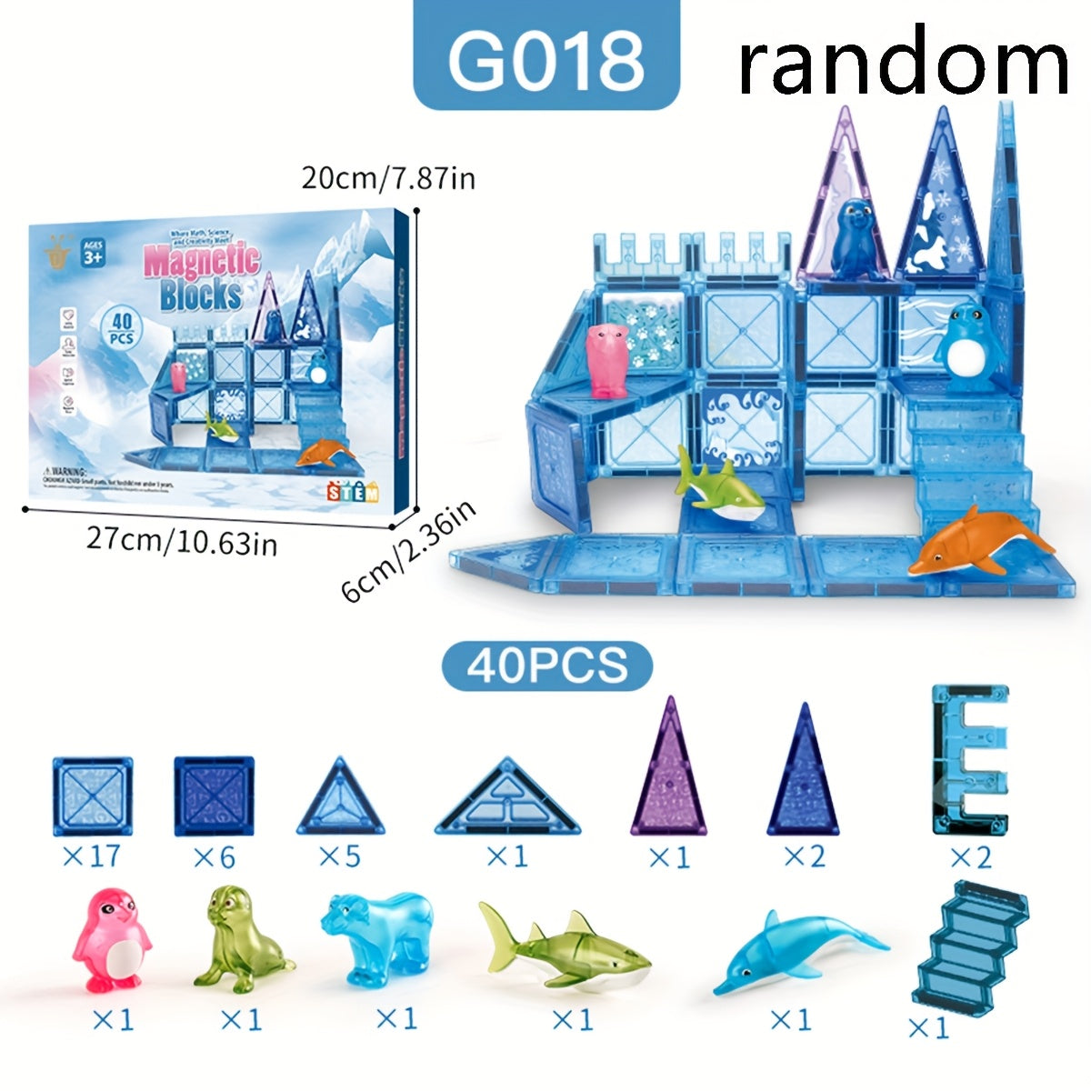 DIY Magnetic Building Blocks Ocean Animal Scene Construction Toy for Kids