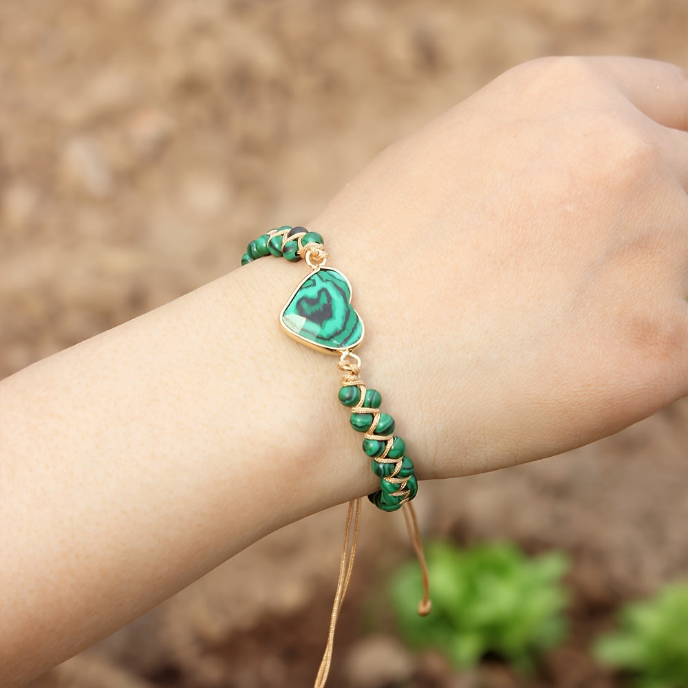 Woven Bracelet Turquoise Heart Stone Accessory Couple Jewelry