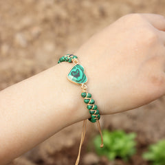 Woven Bracelet Turquoise Heart Stone Accessory Couple Jewelry