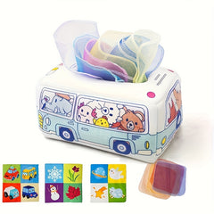Soft Cloth Baby Tissue Box Toy with Crinkle Sound - Infant Sensory Play Toy