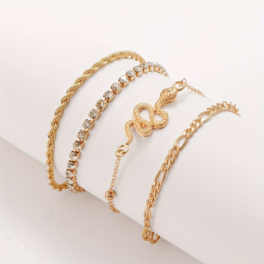 Golden Alloy Twist Print Bracelet Charms Jewelry Gift Birthday For Her