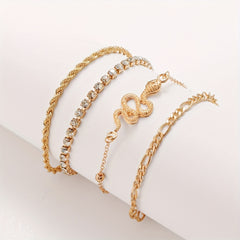 Golden Alloy Twist Print Bracelet Charms Jewelry Gift Birthday For Her