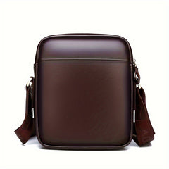 Men's Faux Leather Crossbody Bag with Adjustable Strap