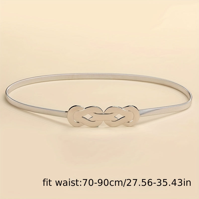 Geometric Knot Elastic Girdle Golden Silvery Dress Belt Metal Waistband Women