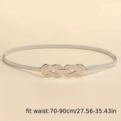 Geometric Knot Elastic Girdle Golden Silvery Dress Belt Metal Waistband Women