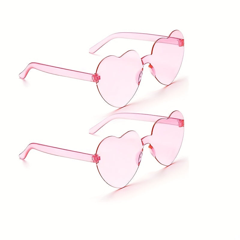 2pcs Heart Sunglasses Frameless Funny Heart Glasses Party Favor