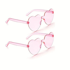2pcs Heart Sunglasses Frameless Funny Heart Glasses Party Favor