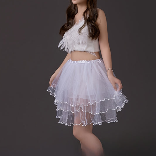 Adult Tutu Skirt 4 Layer Tulle Dance Skirt with Mesh Overlay