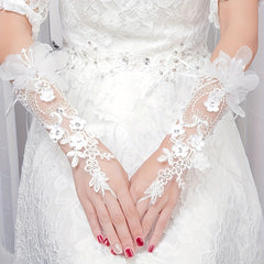 Women's Lace Floral Bridal Gloves for Wedding Prom Formal Events