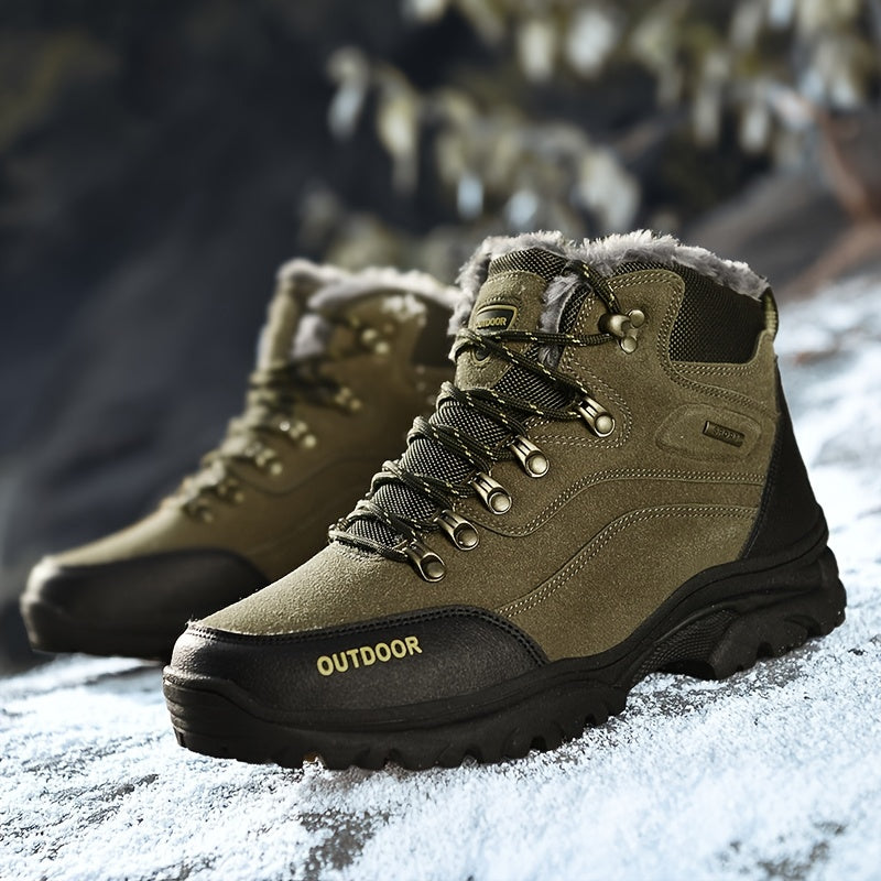 Men's Warm Lined Fleece Hiking Snow Boots
