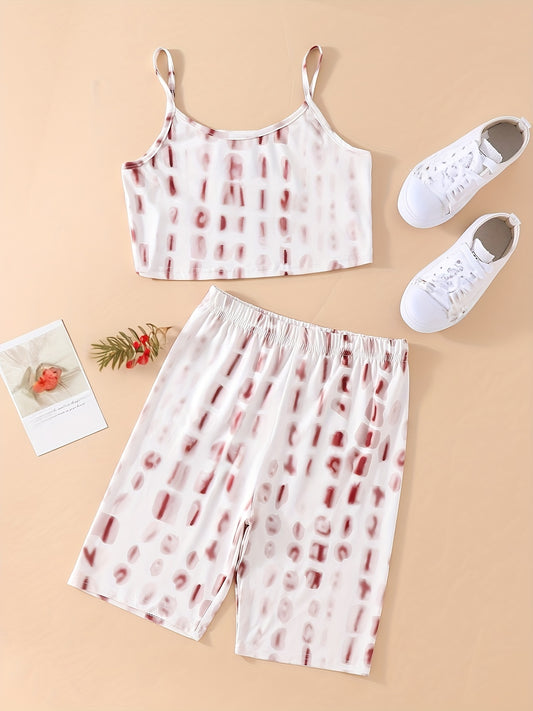 Girls Tie Dye Cami Top & Biker Shorts Set Kids Summer Clothes