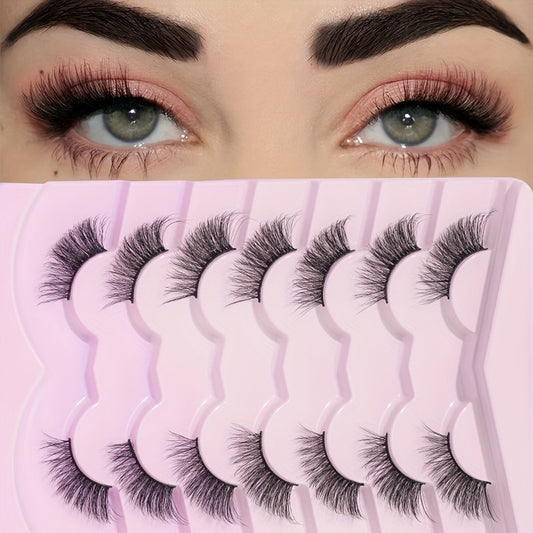 7 Pairs Half Eye False Eyelashes Fluffy Wispy End Eye Natural Pack 16mm