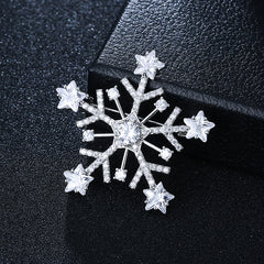 Micro Paved Zirconia Snowflake Brooch