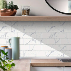 Marble Printed Kitchen Tile Stickers - Self-Adhesive Foam Tile Sticker