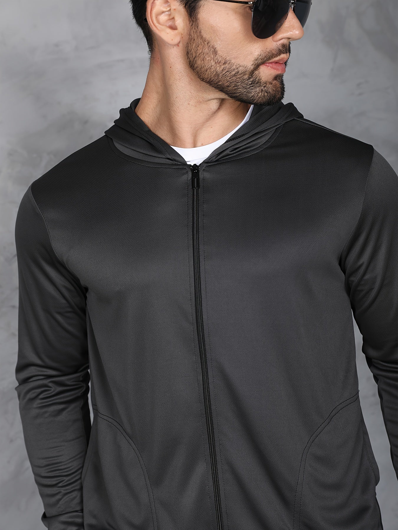 Men's Zipper Hooded Jacket for Outdoor Sports