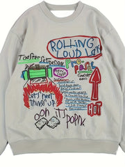 Graffiti Print Men's Graphic Sweatshirt Loose Pullover