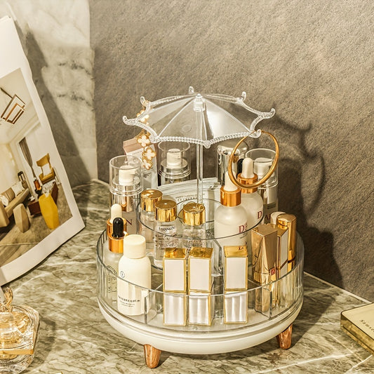360 Degree Rotating Makeup Organizer Clear Rotatable Cosmetic Storage Box