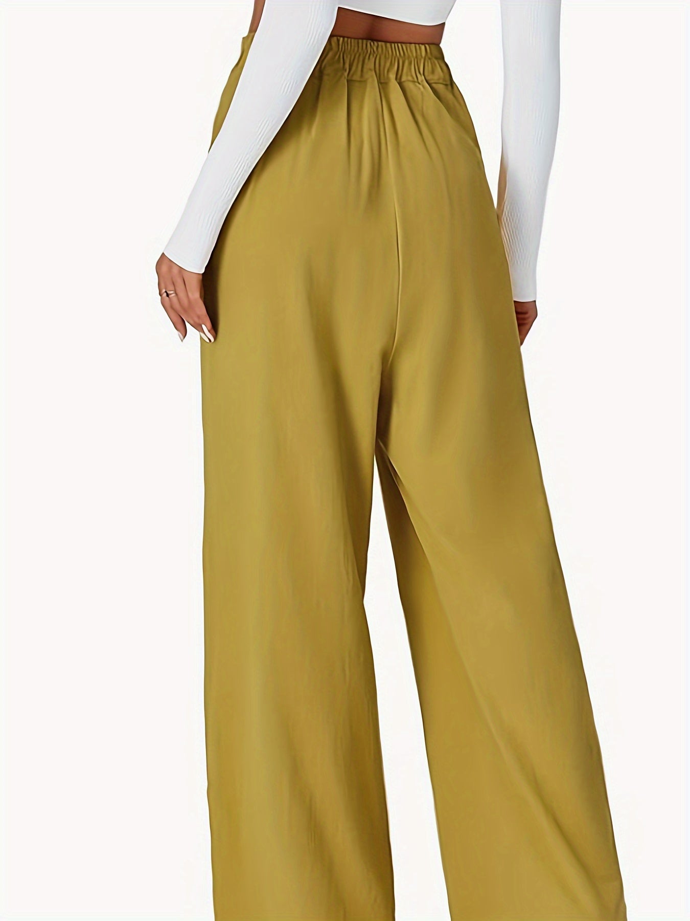  Women's Tie Front Wide Leg Trousers With Pockets