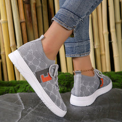 Women's Geometric Pattern Sneakers Lace Up Outdoor Shoes