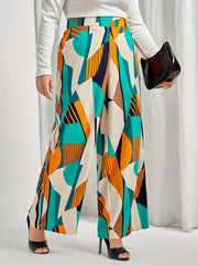  Geometric Print Wide Leg Trousers