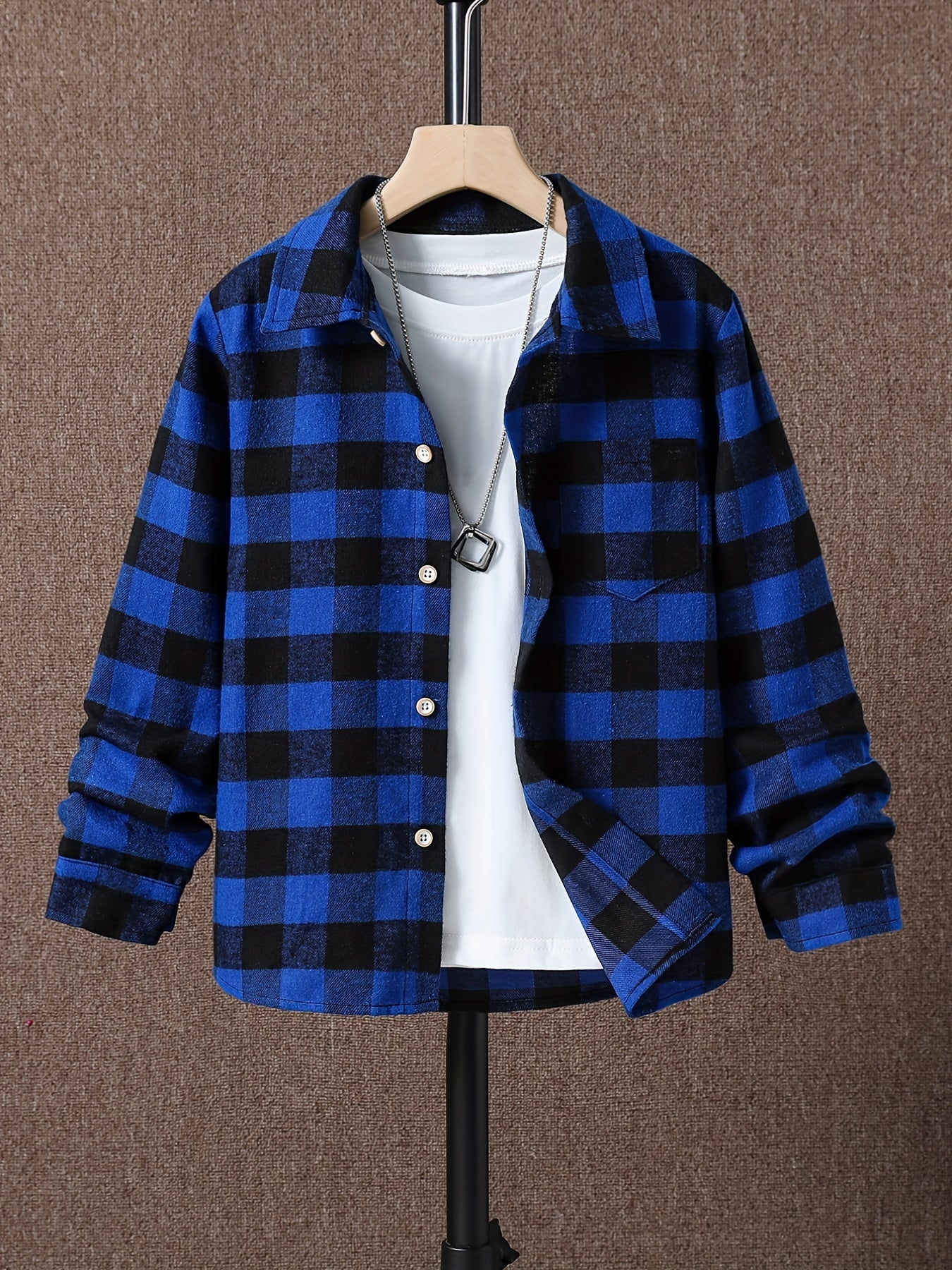 Boys Plaid Shirts Long Sleeve Button Down Tops Outwear Spring Fall