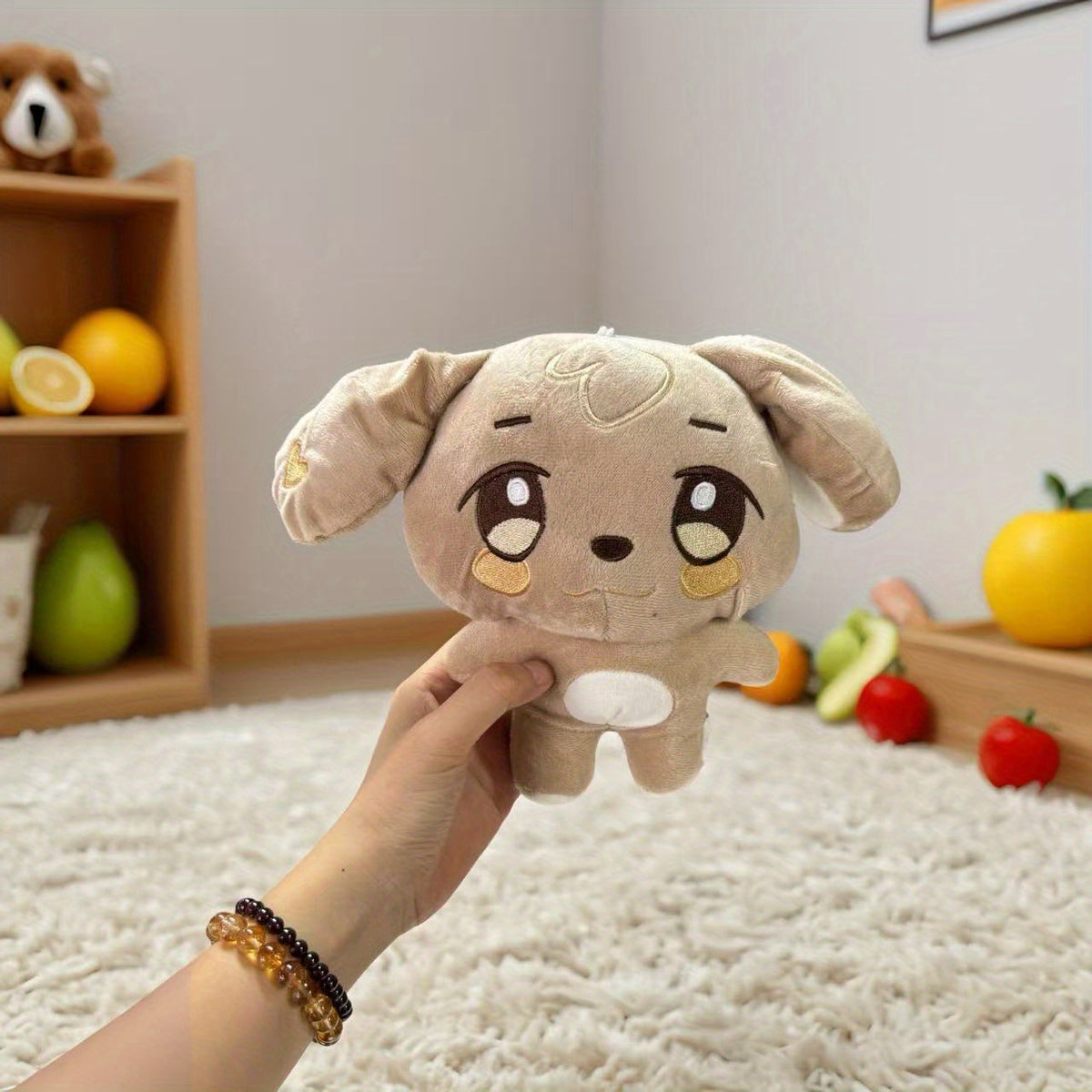 Large Ears Plush Puppy Doll Soft Stuffed Animal Toy with Expressive Eyes