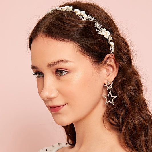 Rhinestone Faux Pearl Flower Headband Bridal Head Piece
