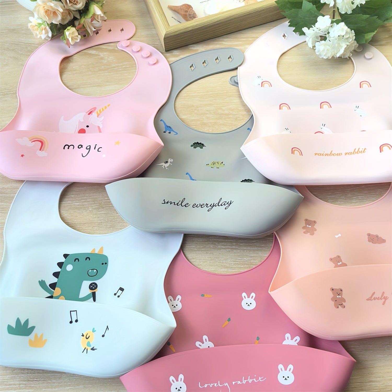 Waterproof Silicone Feeding Bib for Kids with Snap Closure