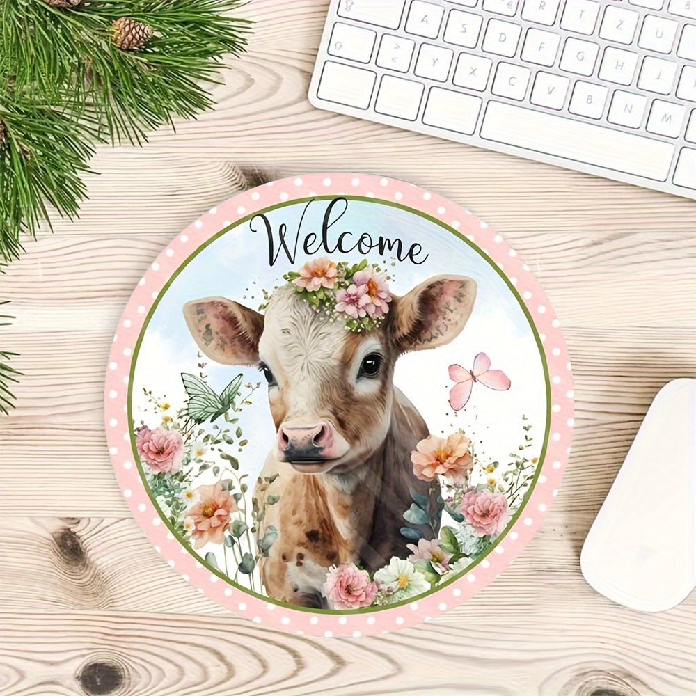 Cow Pattern Round Mouse Pad - Stylish Mousepad for Computer