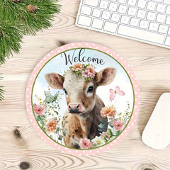 Cow Pattern Round Mouse Pad - Stylish Mousepad for Computer