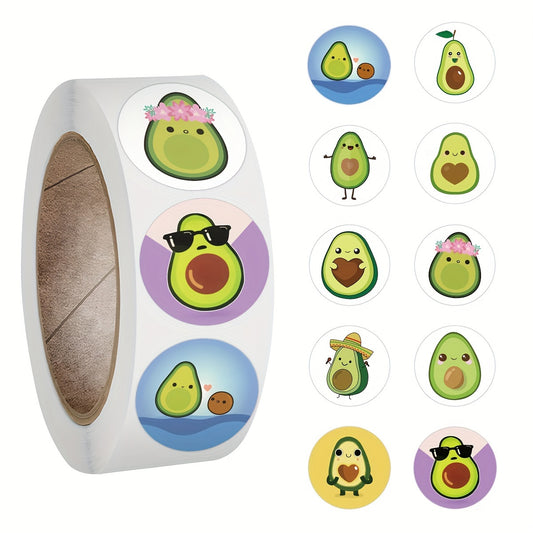 500pcs Avocado Stickers Roll for Water Bottle Laptop Phone Scrapbooking Decor