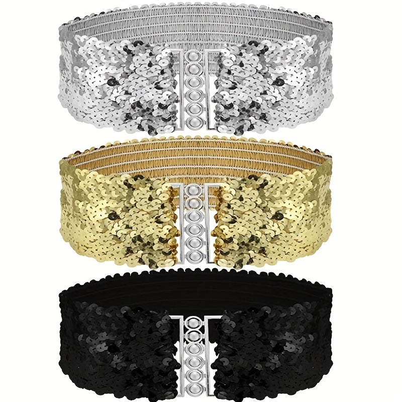 Y2K Punk Girdle Disco Wide Waistband Elastic Cinch Belt