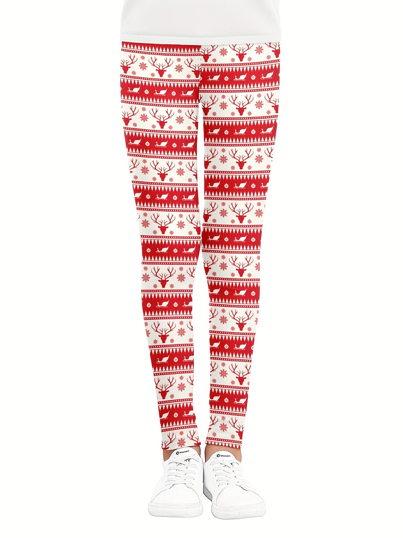 Girls' Christmas Stretch Leggings - Tight Fit & Ankle Length