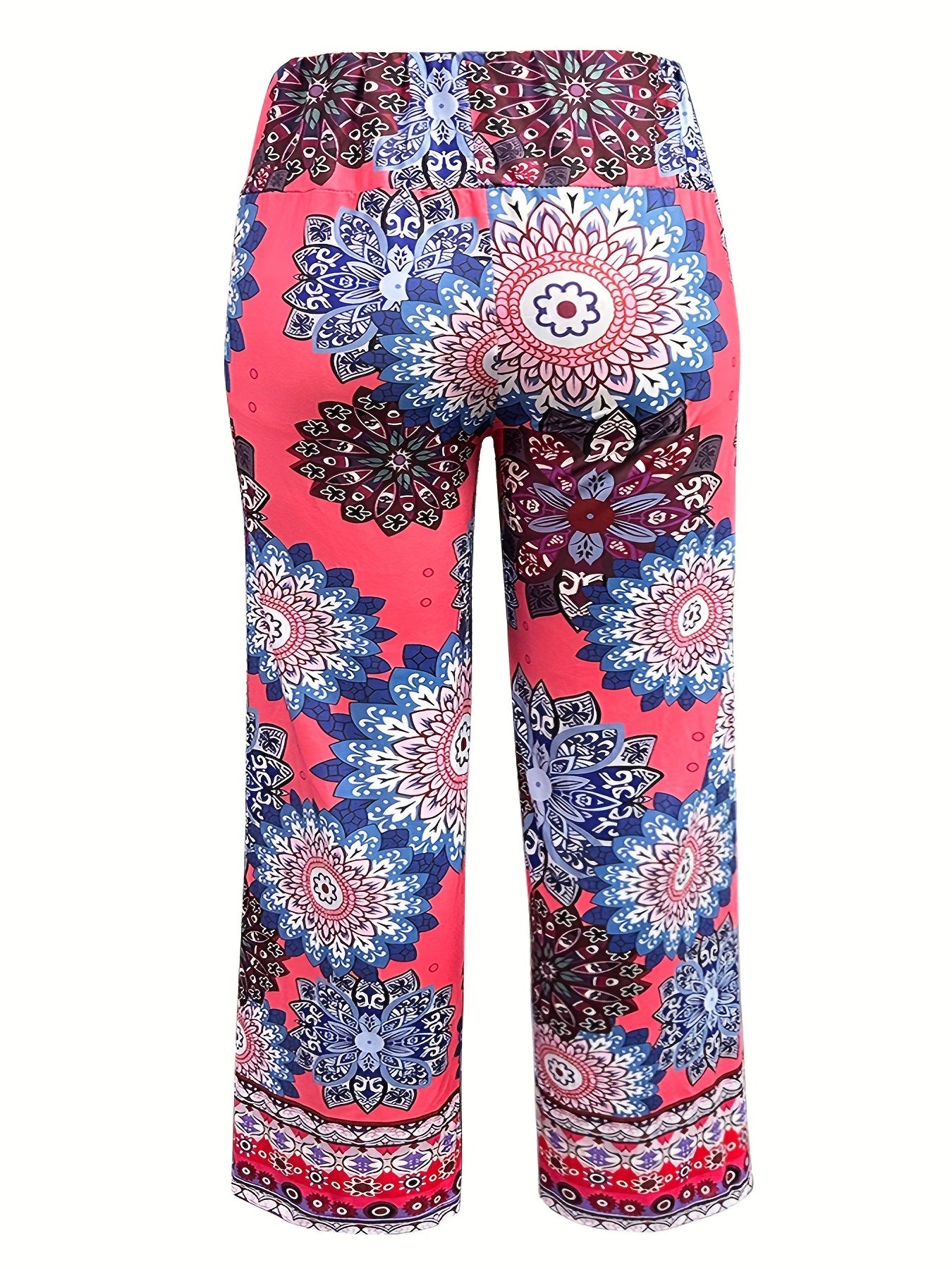 Women's Plus Colorblock Geometric Print Wide Leg Pants