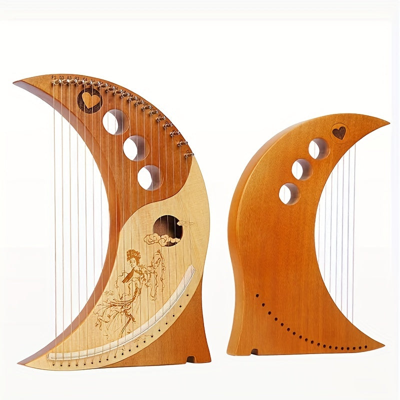 Chang'e Moon Lyre Instrument, Turquoise Steel Strings, 19 Tone C Tone