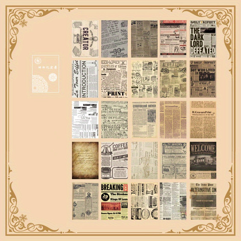 25 Sheets Vintage Memories Notebook Paper DIY Antique Ephemera Scrapbooking