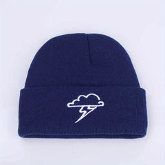 Clouds Embroidery Beanie Lightweight Warm Skull Cap Solid Coldproof Couple Knit