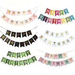 Happy Birthday Pull Flag Letter Bronzing Banner Children's Birthday Decor