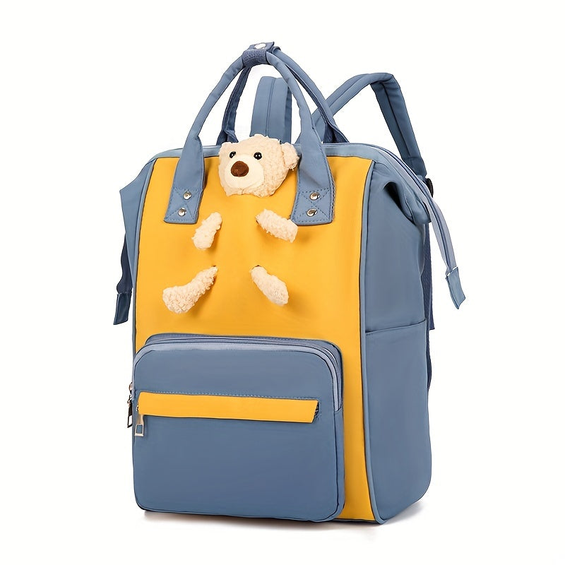 Bear Decor Backpack Cartoon Multifunctional Colorblock Rucksack
