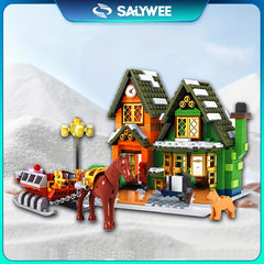 SALYWEE Christmas Post Office Building Blocks Model Toy