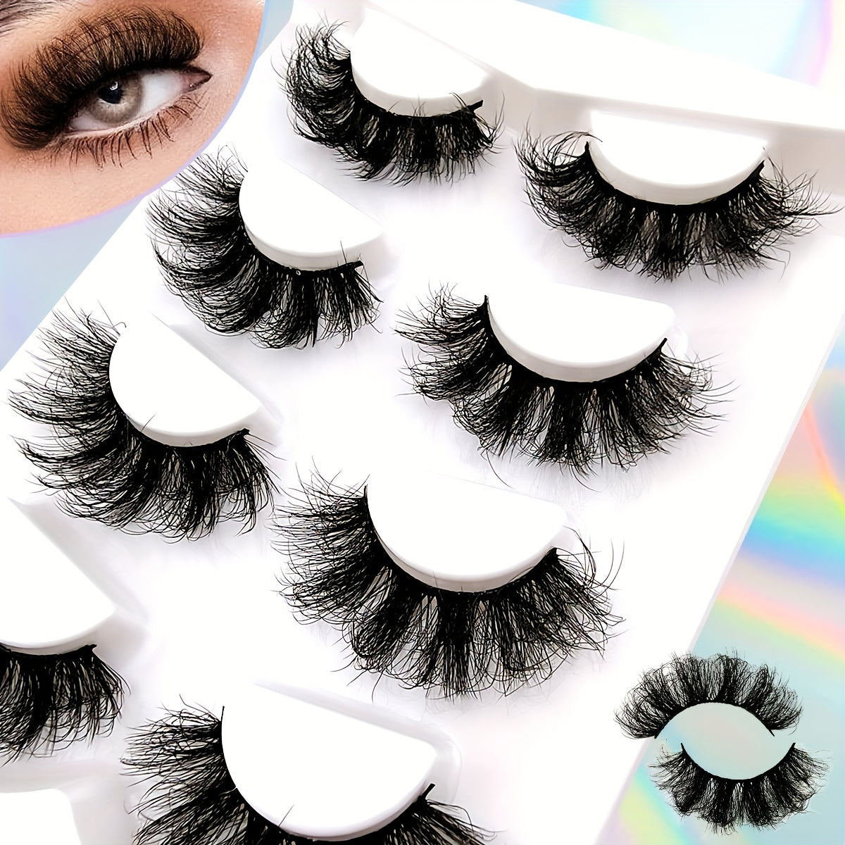 4 Pairs 22mm Long Fluffy Volume False Eyelashes