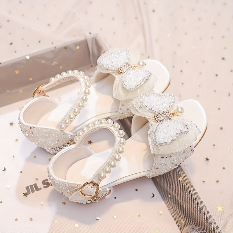 Bowknot High Heel Shoes For Girls Lightweight Non Slip Soft Bottom Dancing Shoes