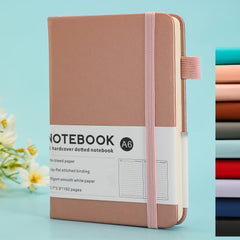 Customizable A6 Hardcover Notebook Pink Elastic 192 Pages Soft Faux Leather