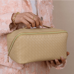 Braided Cosmetic Bag Zipper Makeup Pouch Lightweight Solid