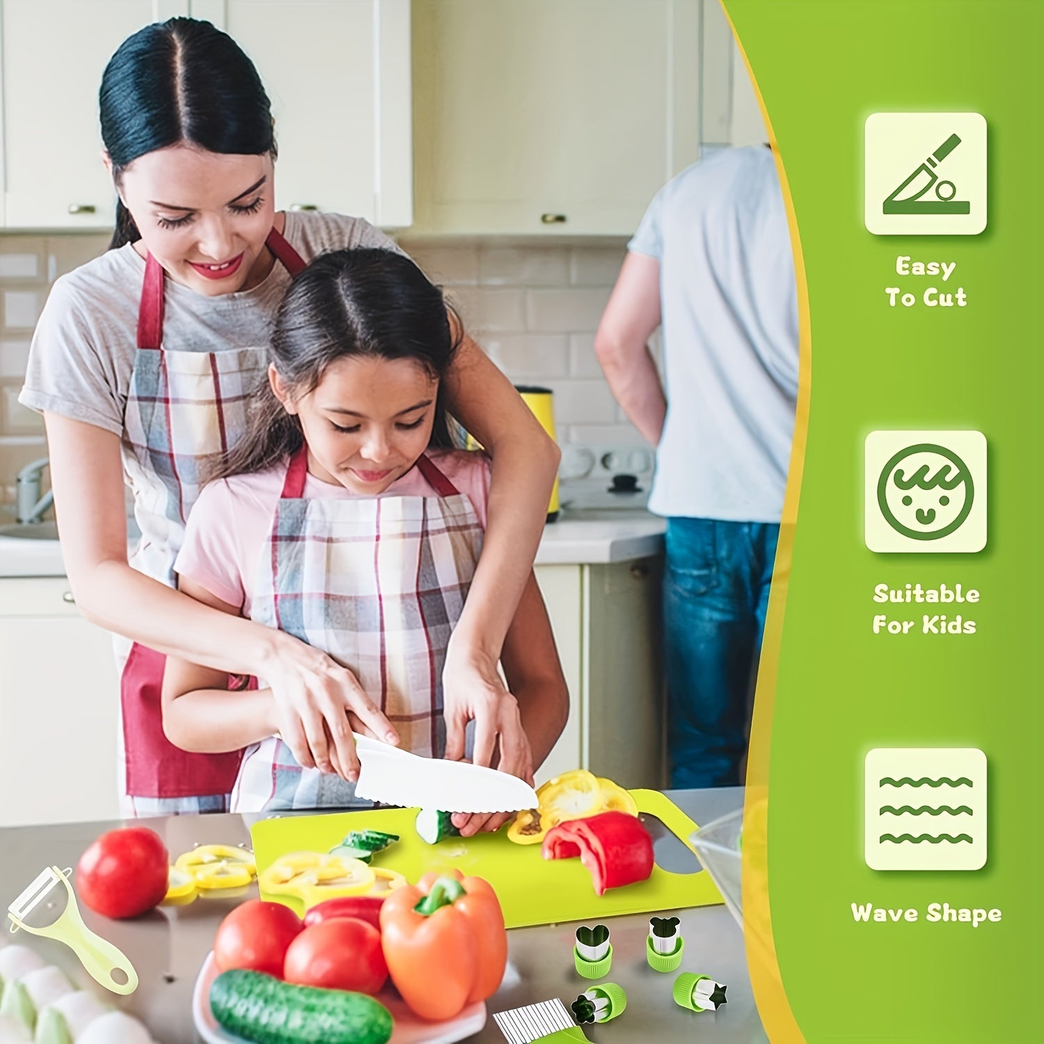 13pcs Kids' Cooking Set with Safe Knives Cutting Board & More