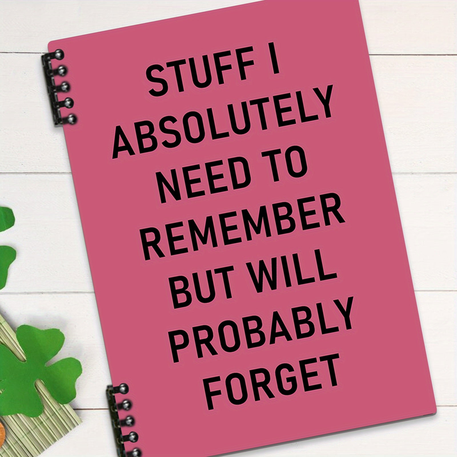 Funny Spiral Notebook 14x20 Pink Lettering, Removable Lined Pages