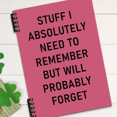 Funny Spiral Notebook 14x20 Pink Lettering, Removable Lined Pages