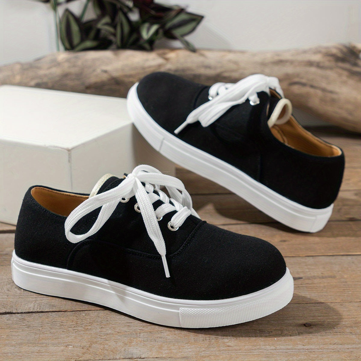 Women's Canvas Lace Up Low Top Sneakers Casual Shoes