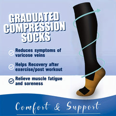 10 Pairs Copper Sports Compression Socks 15-25 mmHg for Running Hiking Cycling