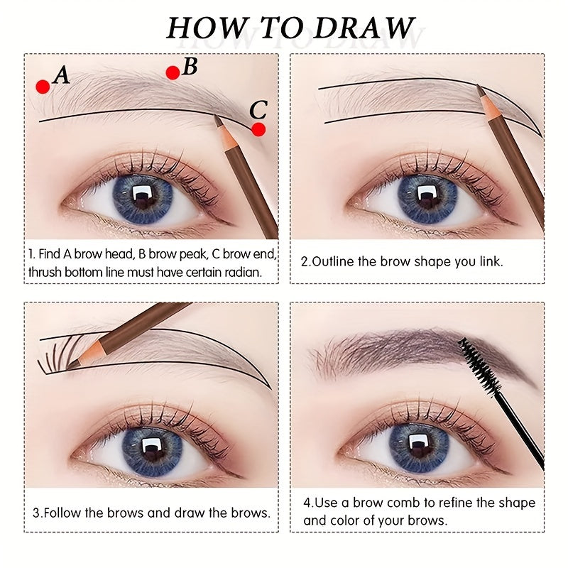 Waterproof Eyebrow Pencil Long Lasting Colorfast Pen